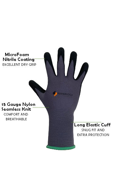 Safety Gloves, Nitrile Coated, 15-Gauge Nylon, Medium, 12 Pairs/Pack, GVS-M