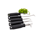 This is a photo of a 5-piece installation kit lined up side-by-side used in auto glass replacement