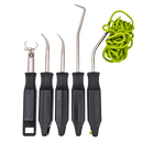 This is a picture of a 5-piece installation kit lined up vertically and side-by-side used in auto glass replacement