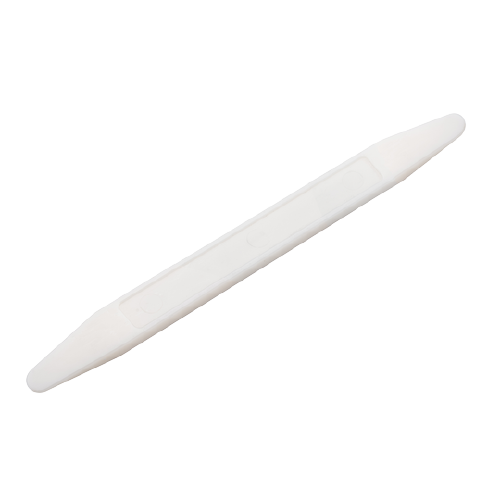Installation stick for auto glass. It is a white rod with round ends on each side.
