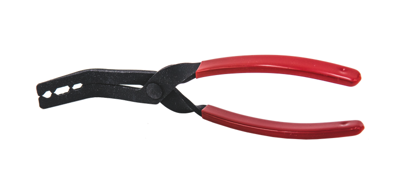 This is a photo of a clip removal pliers used to remove door panel clips and interior molding clips turned on its side.
